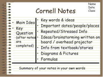 Graphic art of a Cornell note template