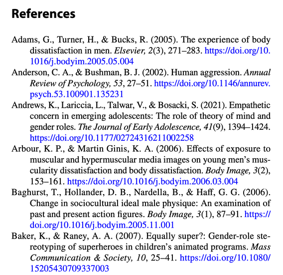 screenshot from the pdf of an article of its references list