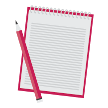GRAPHIC: Notepad and pencil (pink)